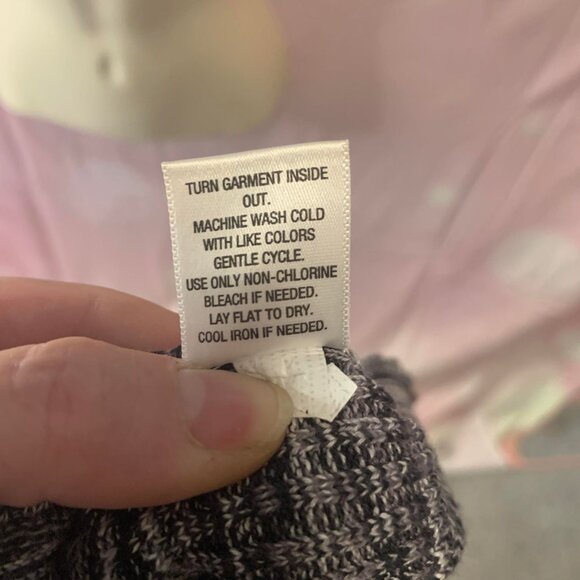 Women's Black & White Blended Colored Sweater with Tie - Picture 11 of 11